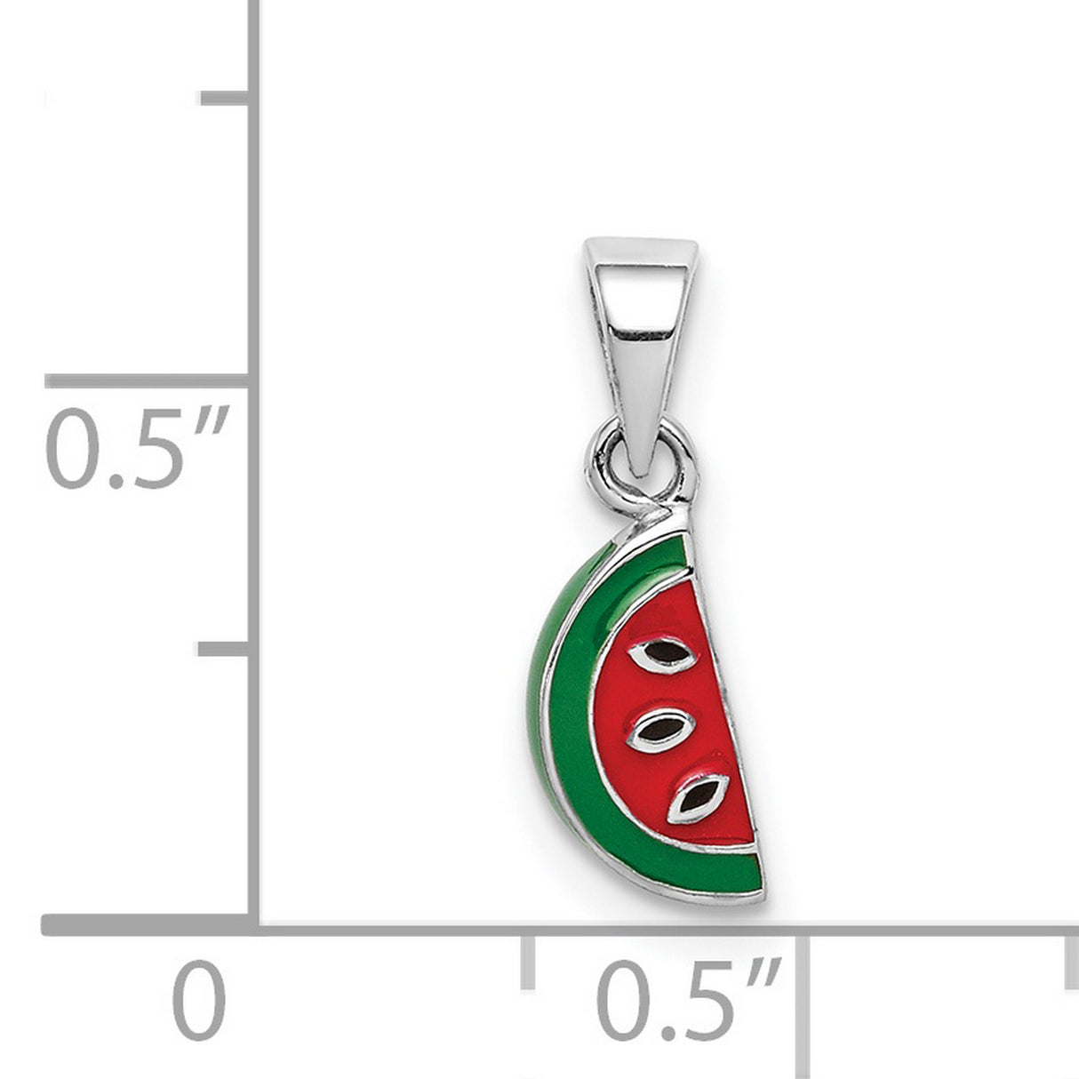 Sterling Silver Watermelon Slice Pendant with Red and Green Enamel, Summer Fruit Charm