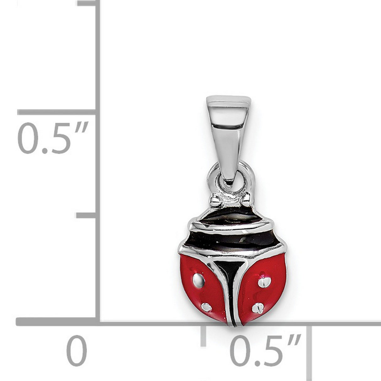 Sterling Silver Ladybug Pendant with Red and Black Enamel Detailing, Whimsical Nature Charm