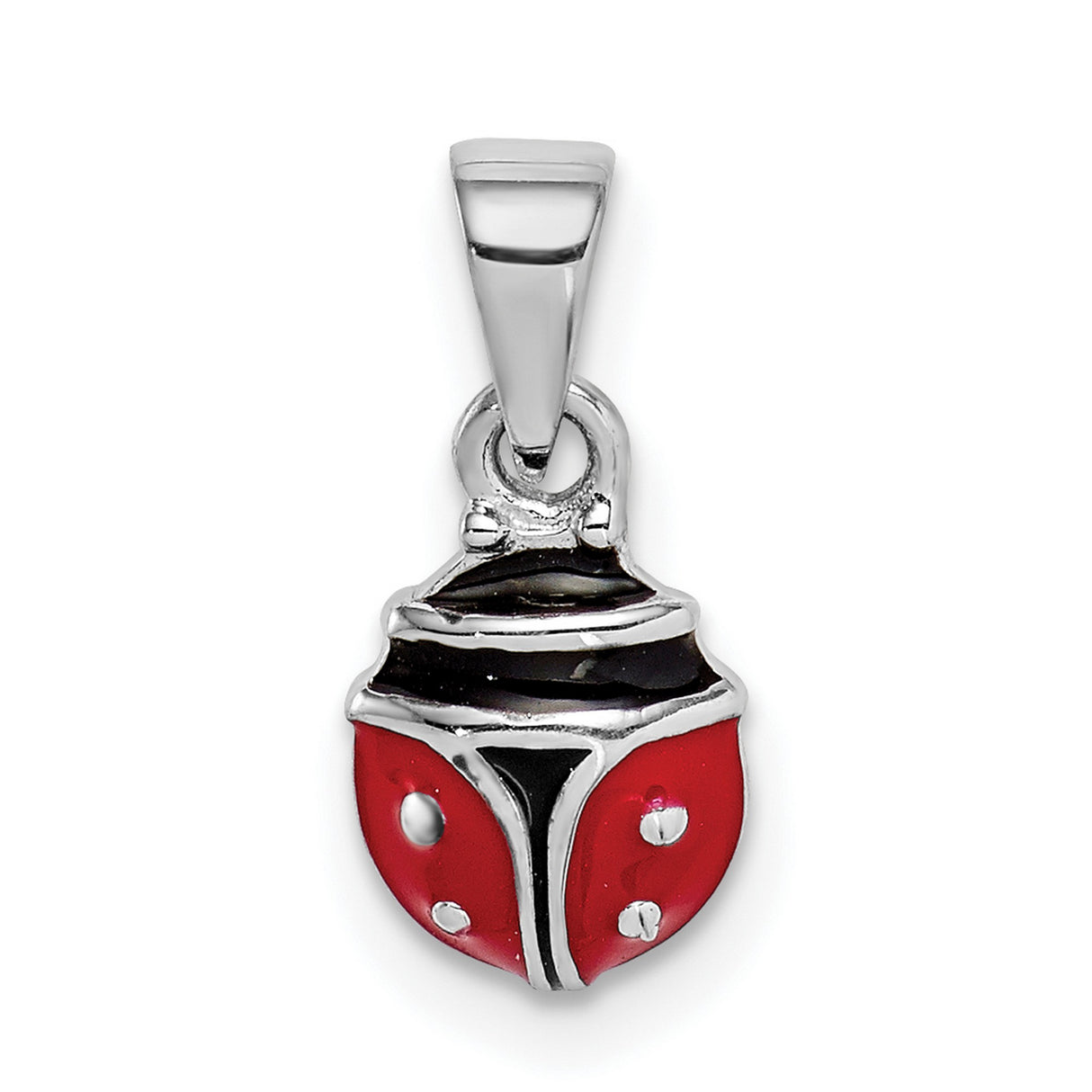Sterling Silver Ladybug Pendant with Red and Black Enamel Detailing, Whimsical Nature Charm