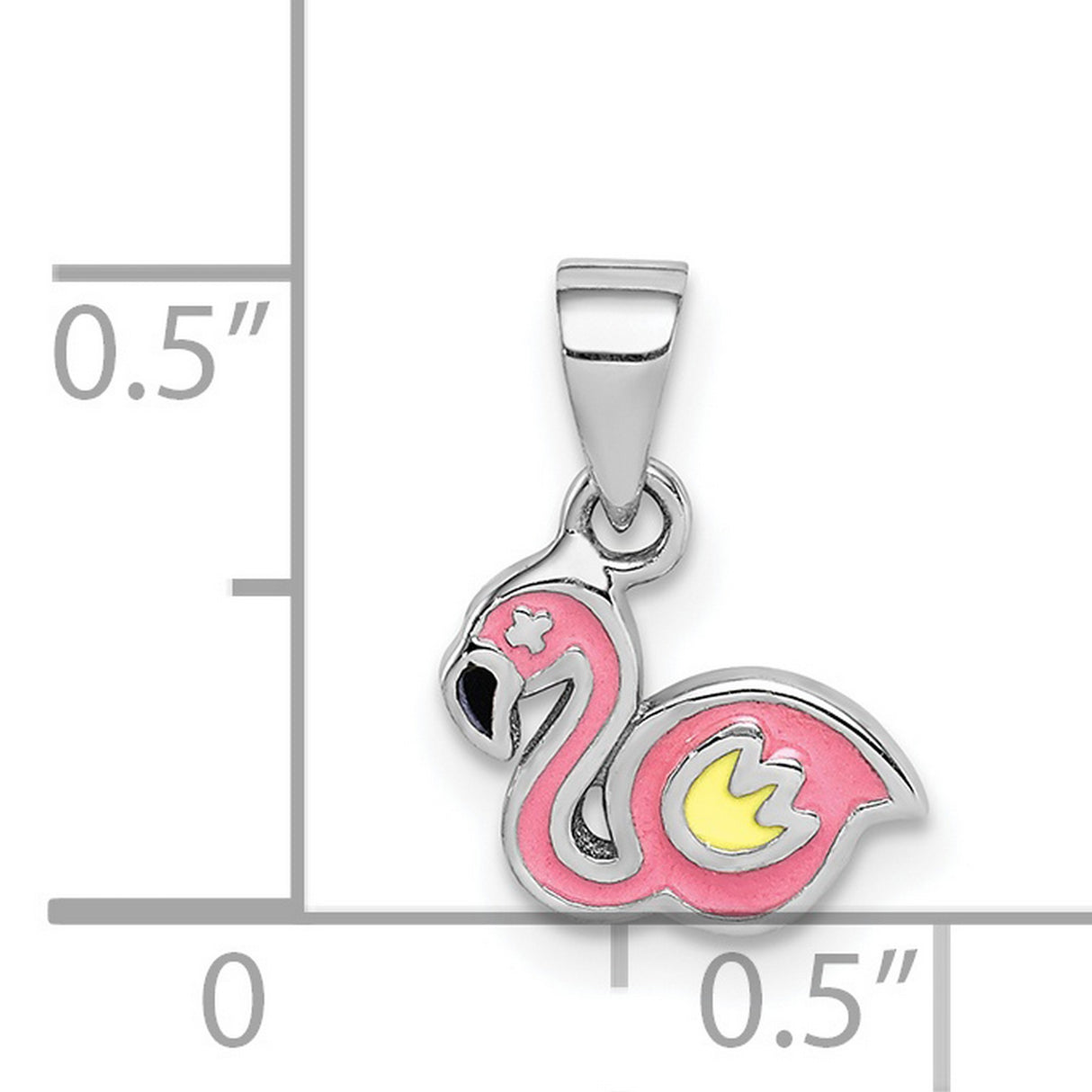 Sterling Silver Flamingo Pendant with Enamel Crown, Tropical Bird Charm for Women