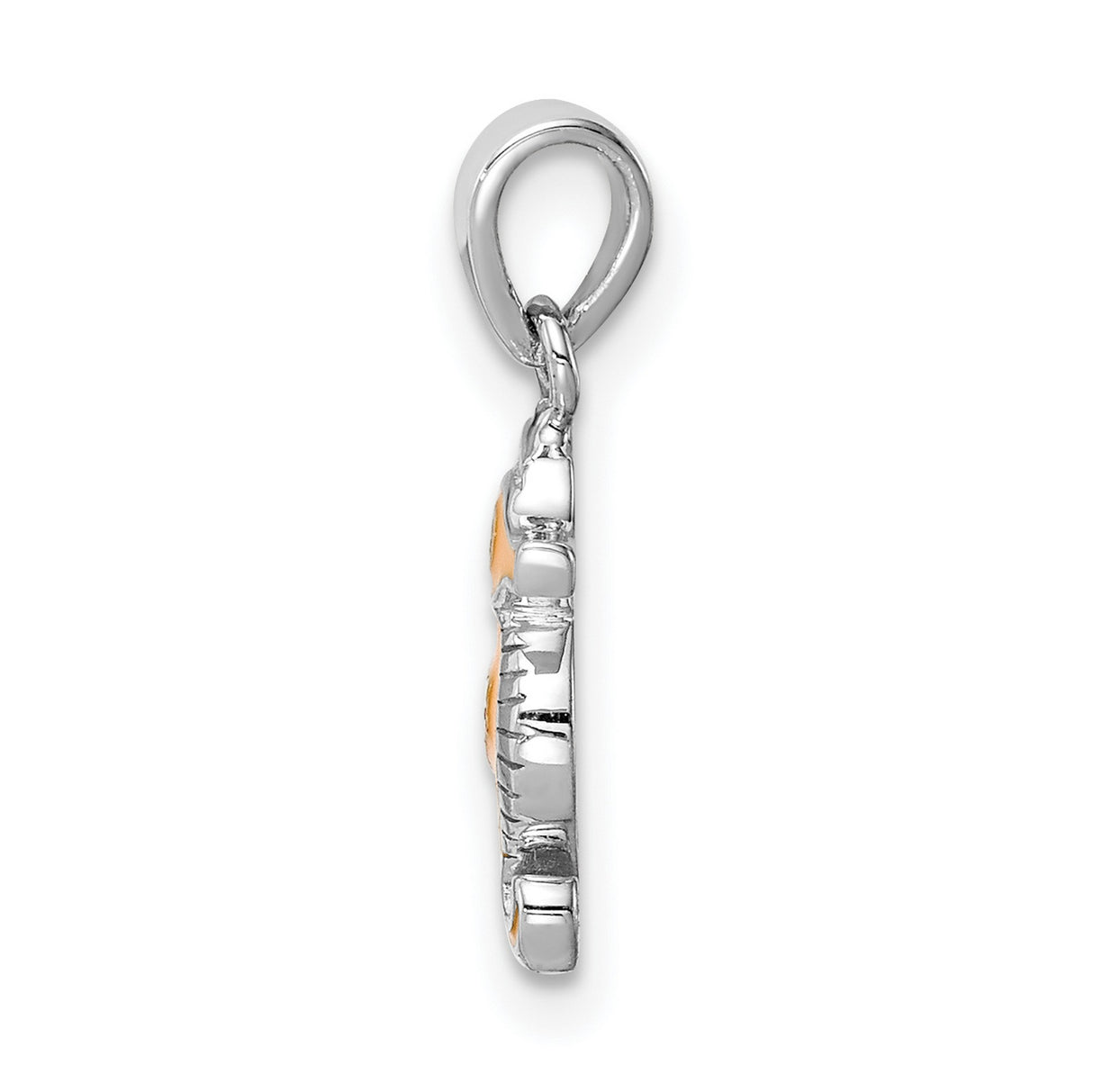 Sterling Silver Seahorse Pendant with Orange and Red Enamel, Nautical Ocean Theme for Women