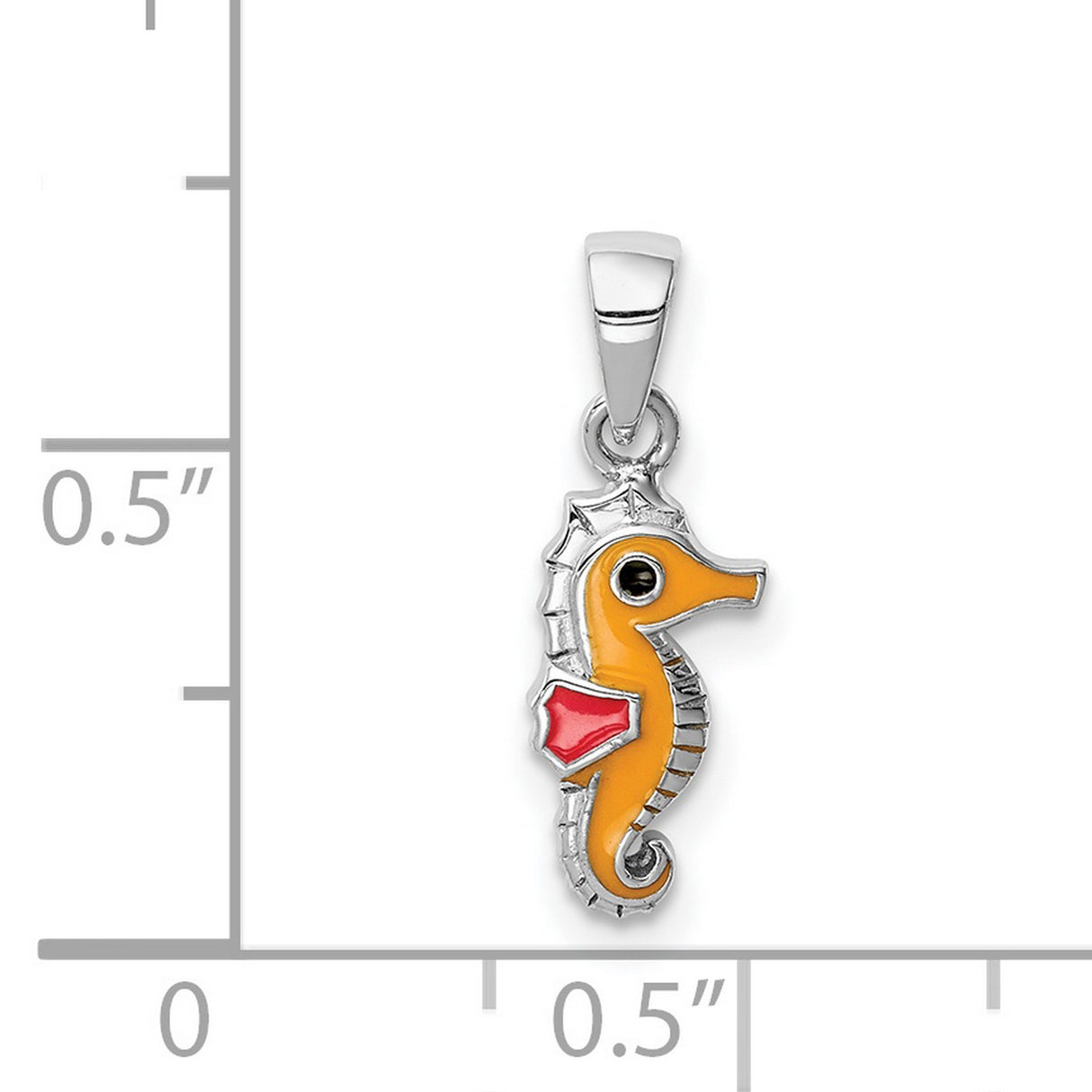 Sterling Silver Seahorse Pendant with Orange and Red Enamel, Nautical Ocean Theme for Women
