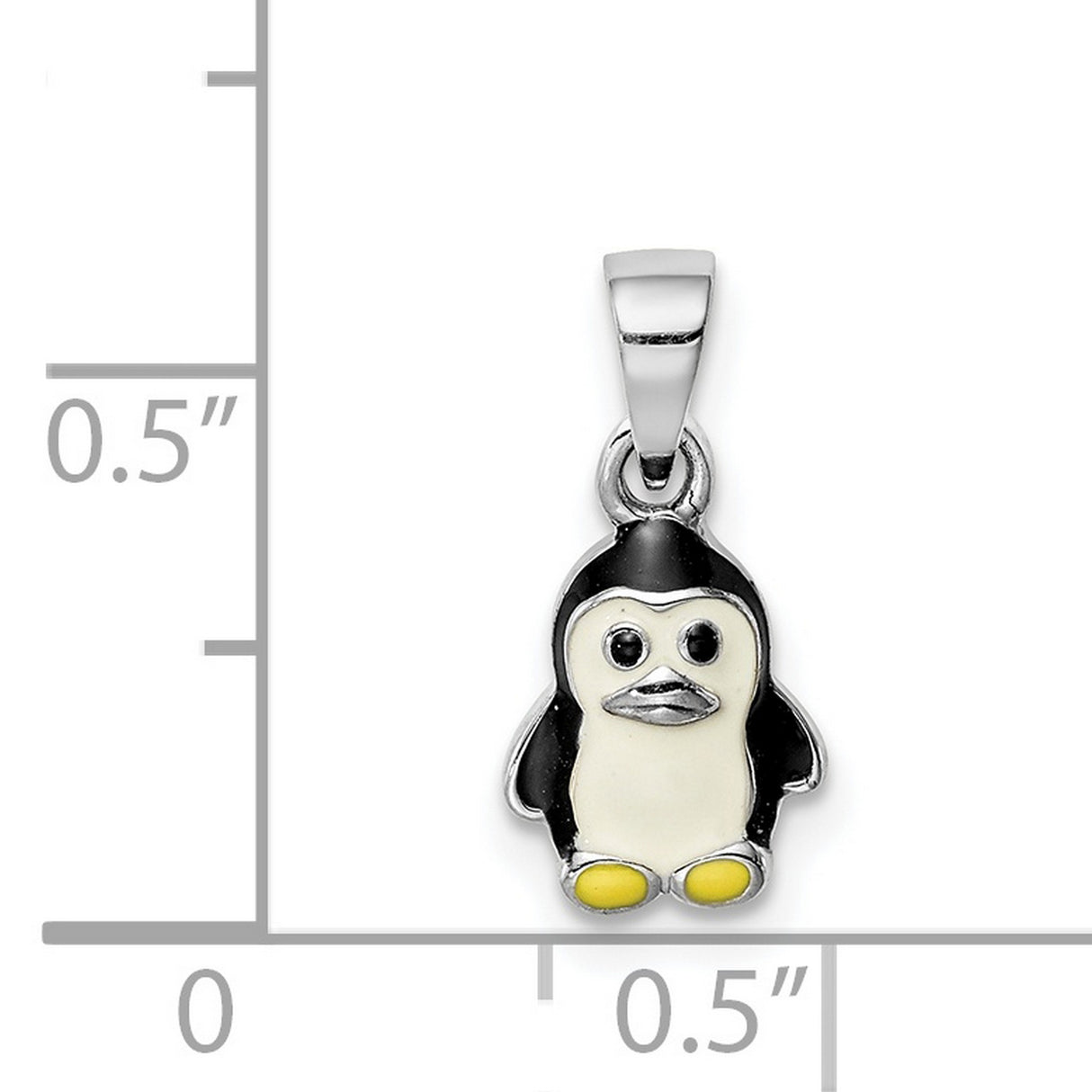 Sterling Silver Penguin Pendant with Black, White, and Yellow Enamel Accents, Cute Animal Jewelry