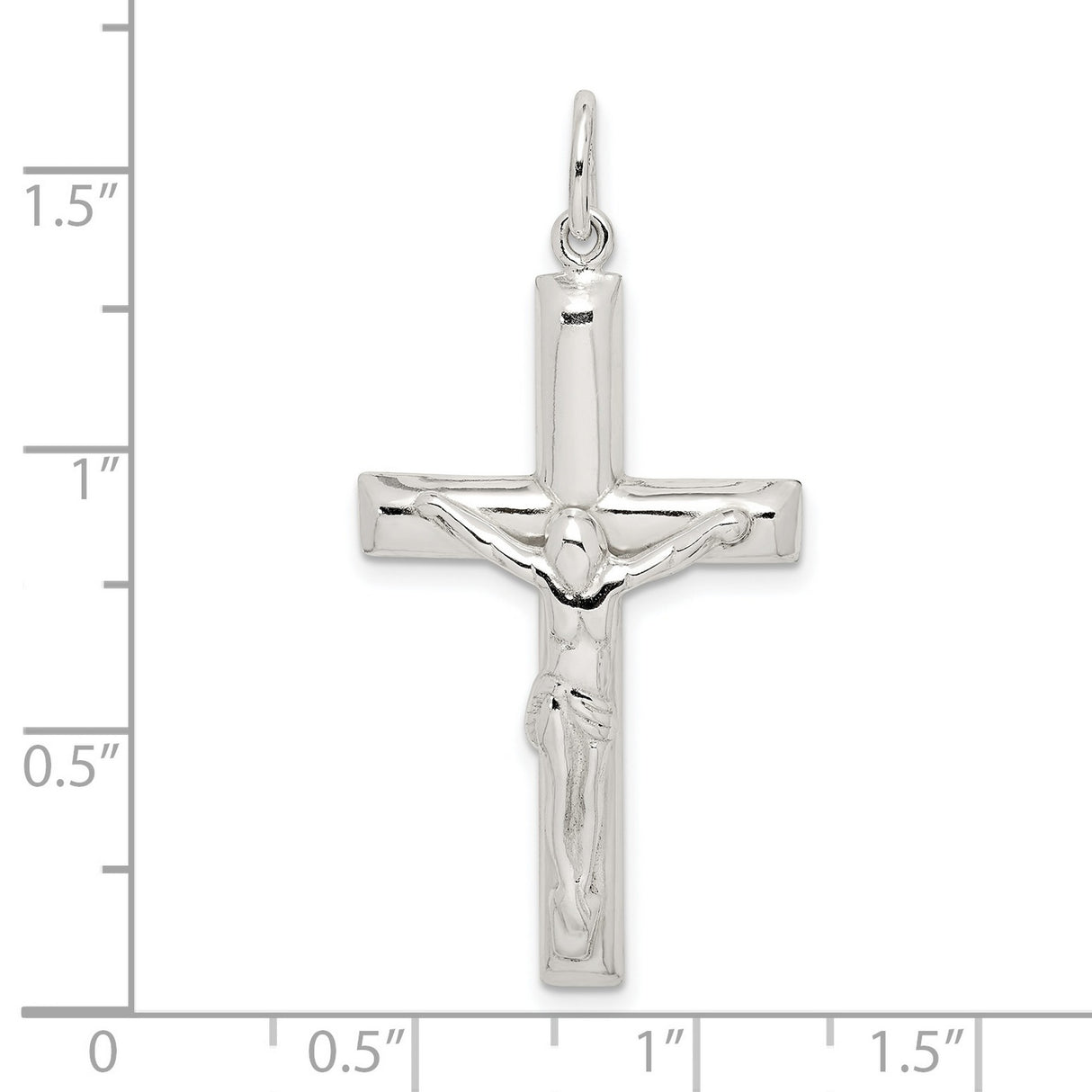 Sterling Silver Crucifix Cross Pendant with Raised Christ Design, Religious Charm for Men and Women