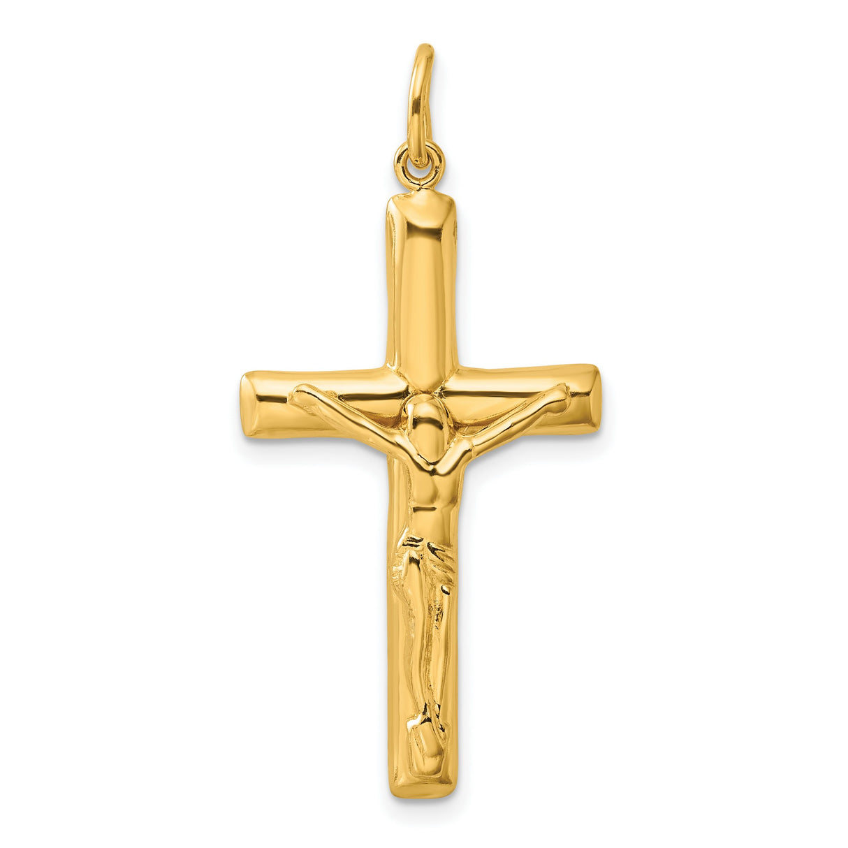 Sterling Silver Crucifix Cross Pendant with Jesus Figure, High Polish Religious Symbol
