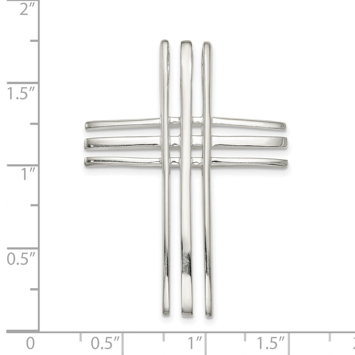 Sterling Silver Cross Pendant, Modern High Polish Religious Charm for Men and Women