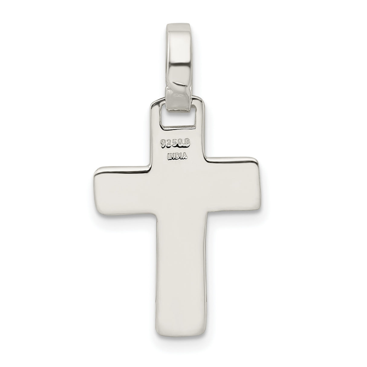 Sterling Silver Cross Pendant with Flat Latin Cross Design and Chain-Ready Loop