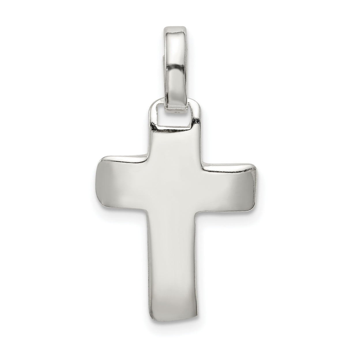 Sterling Silver Cross Pendant with Flat Latin Cross Design and Chain-Ready Loop
