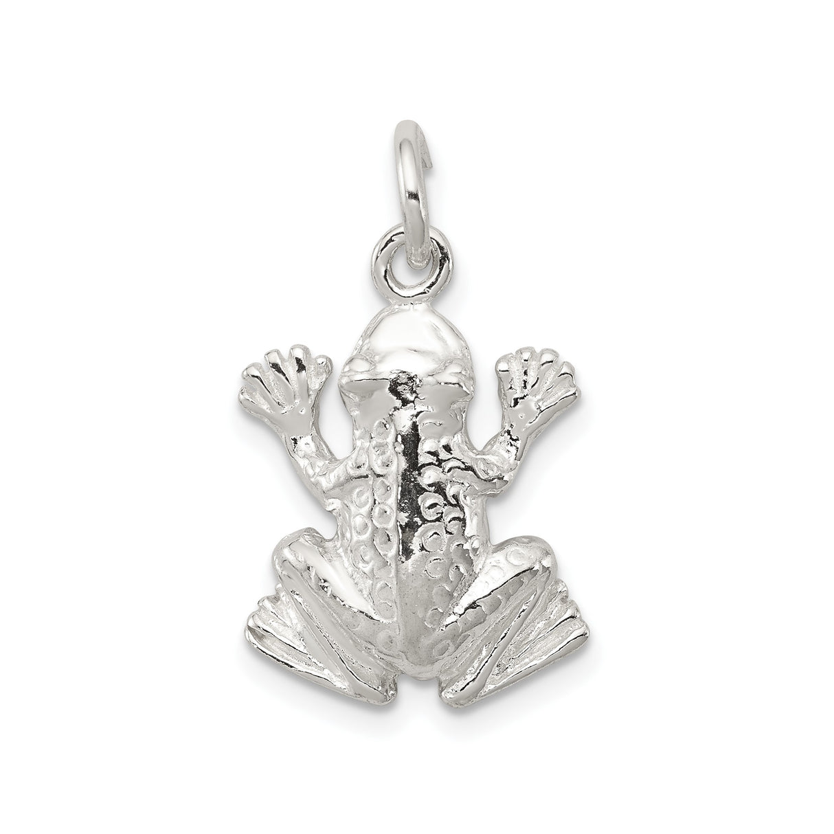 Sterling Silver Frog Pendant Charm, Nature Inspired Animal Totem Symbolizing Transformation and Luck