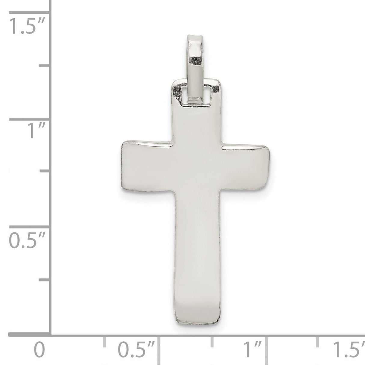 Sterling Silver Cross Pendant with Mirror Finish and Rounded Edges, Unisex Faith Charm