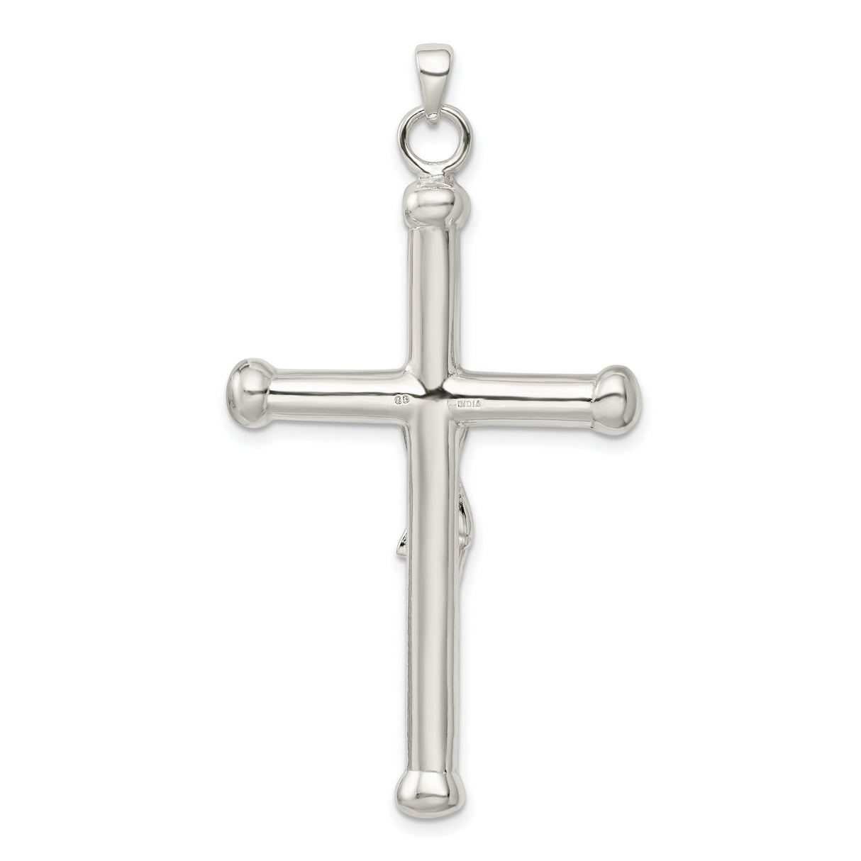 Sterling Silver Crucifix Cross Pendant with Detailed Jesus Design Religious Charm