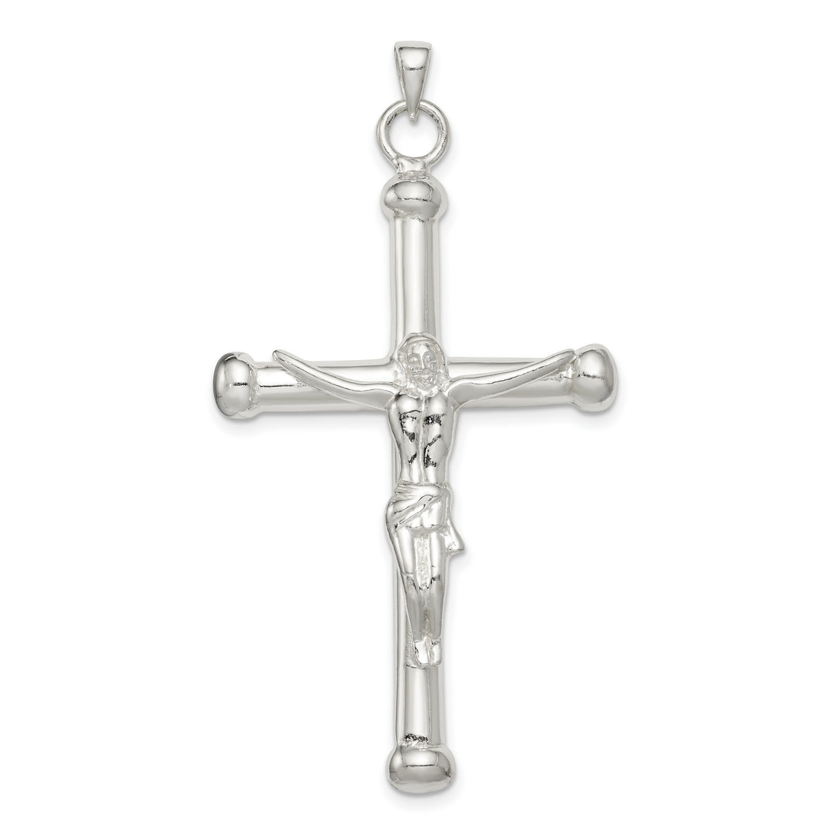 Sterling Silver Crucifix Cross Pendant with Detailed Jesus Design Religious Charm