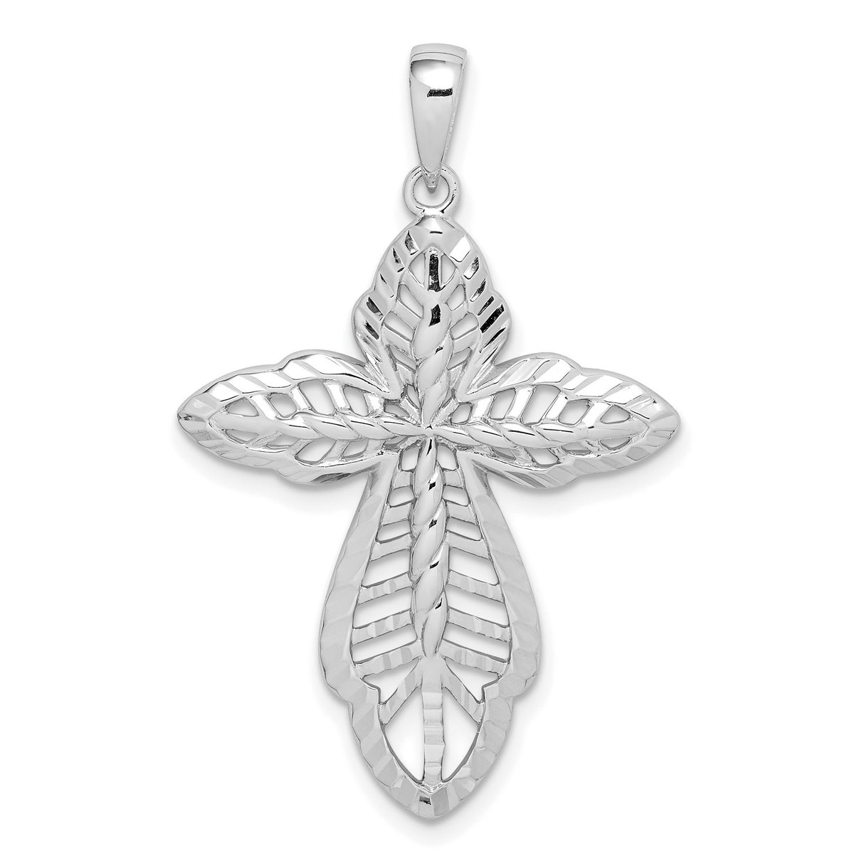 Sterling Silver Cross Pendant with Layered Gold Detail and Textured Openwork Design
