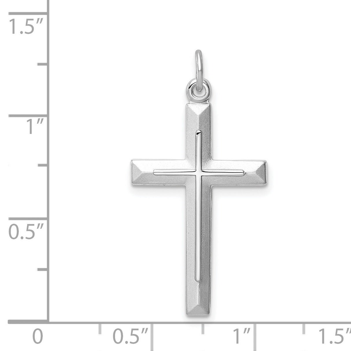 Sterling Silver Cross Pendant with Polished Charm and Textured Detail, Unisex Christian Jewelry