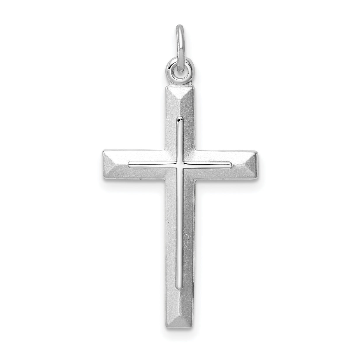 Sterling Silver Cross Pendant with Polished Charm and Textured Detail, Unisex Christian Jewelry