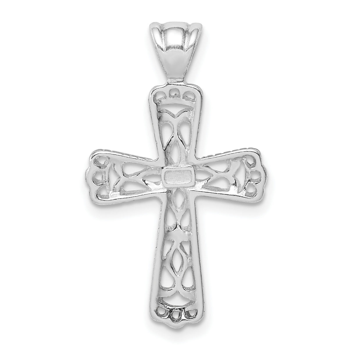 Sterling Silver Cross Pendant with Filigree Leaf and Teardrop Design for Men and Women