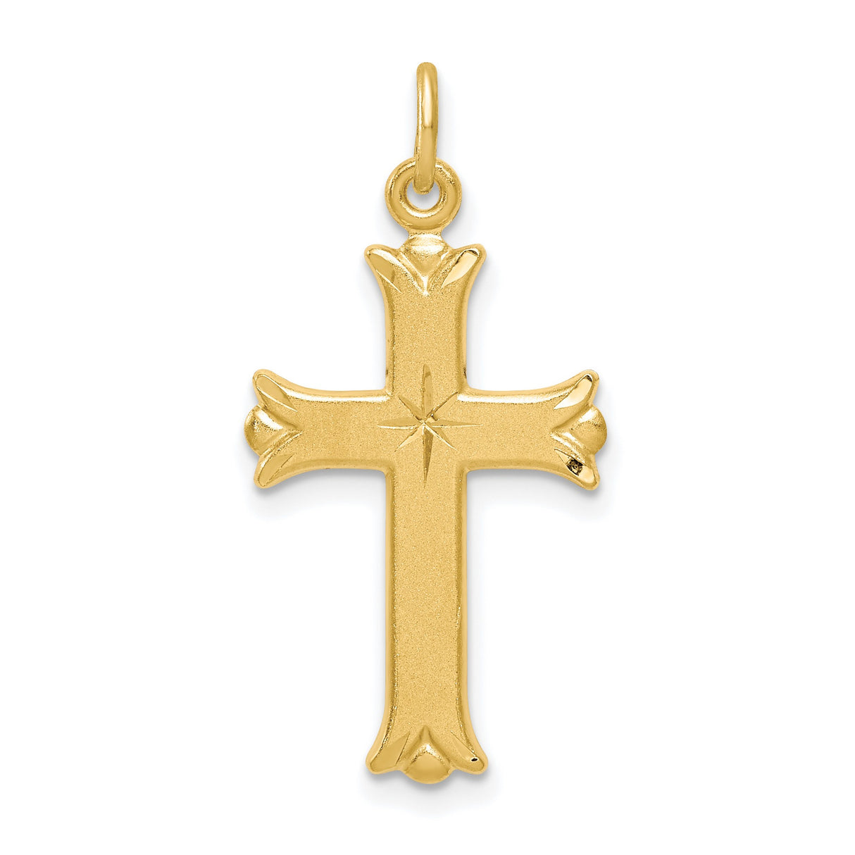 Sterling Silver Cross Pendant, Polished Latin Cross with Satin Finish, Religious Charm Jewelry