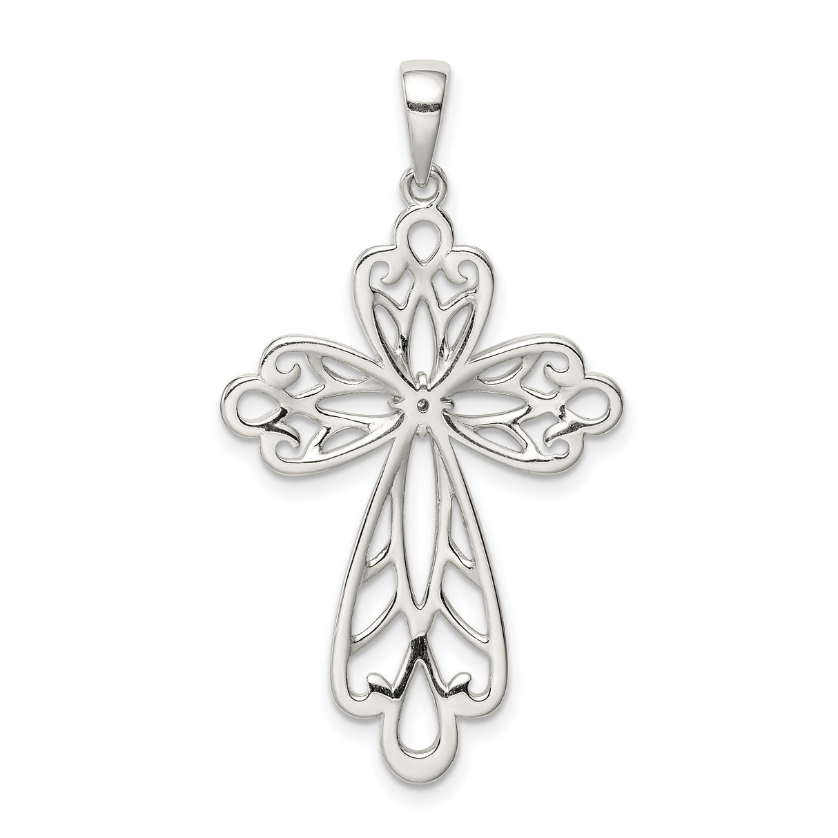 Sterling Silver Cross Pendant with Ornate Filigree Design for Men and Women