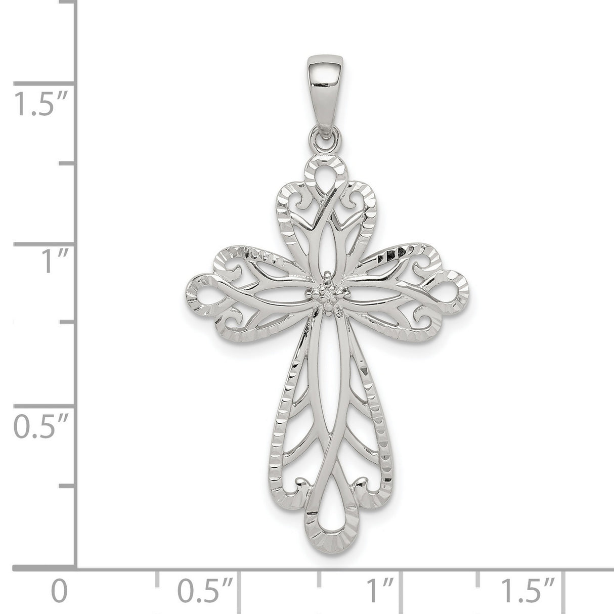 Sterling Silver Cross Pendant with Ornate Filigree Design for Men and Women