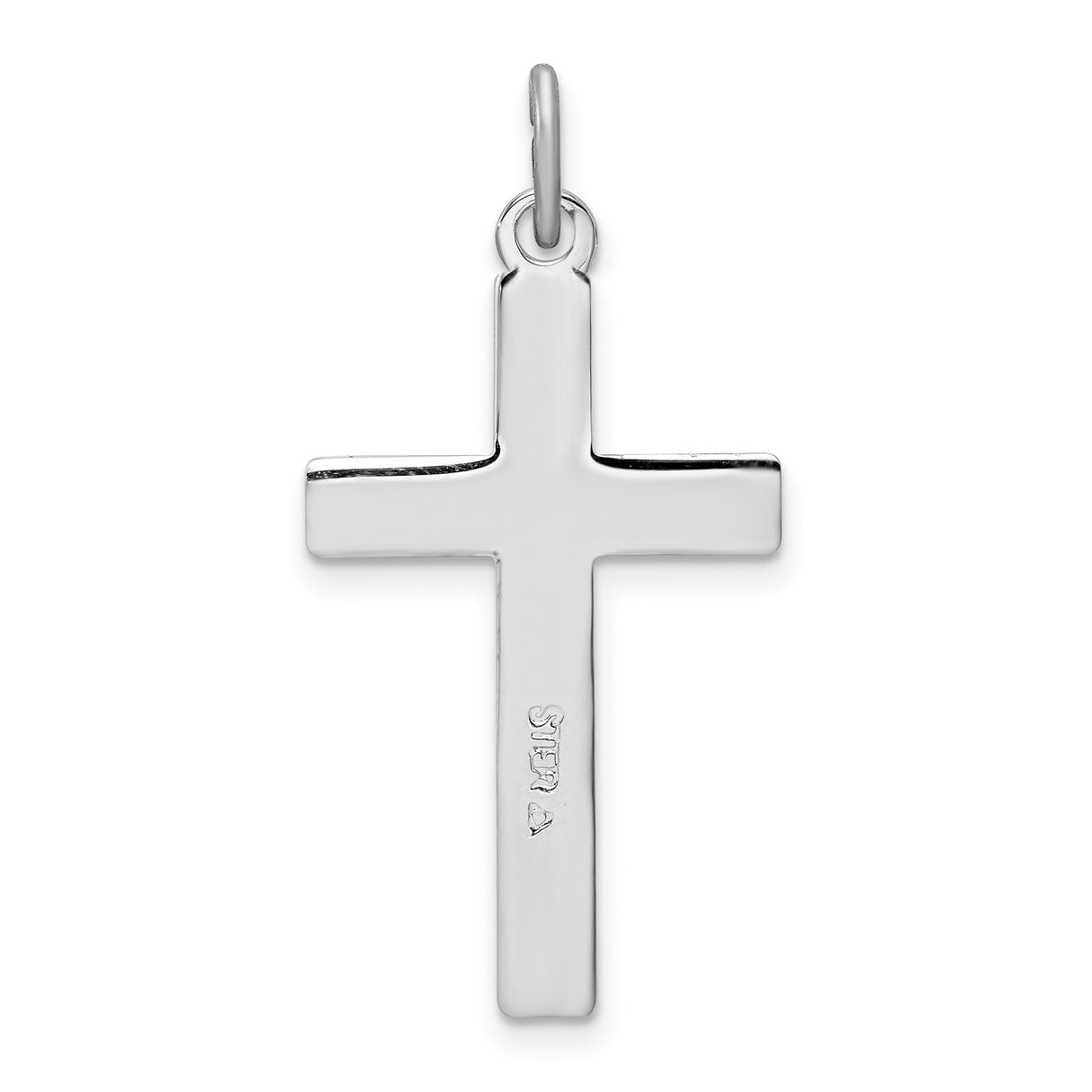 Sterling Silver Cross Pendant with Beveled Edges and Polished Finish, Modern Religious Charm