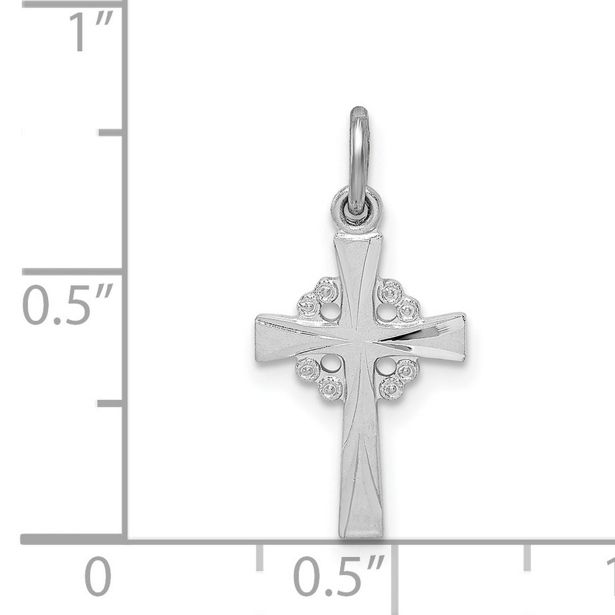 Sterling Silver Cross Pendant with Diamond Accents and Cubic Zirconia Inlay, Religious Design