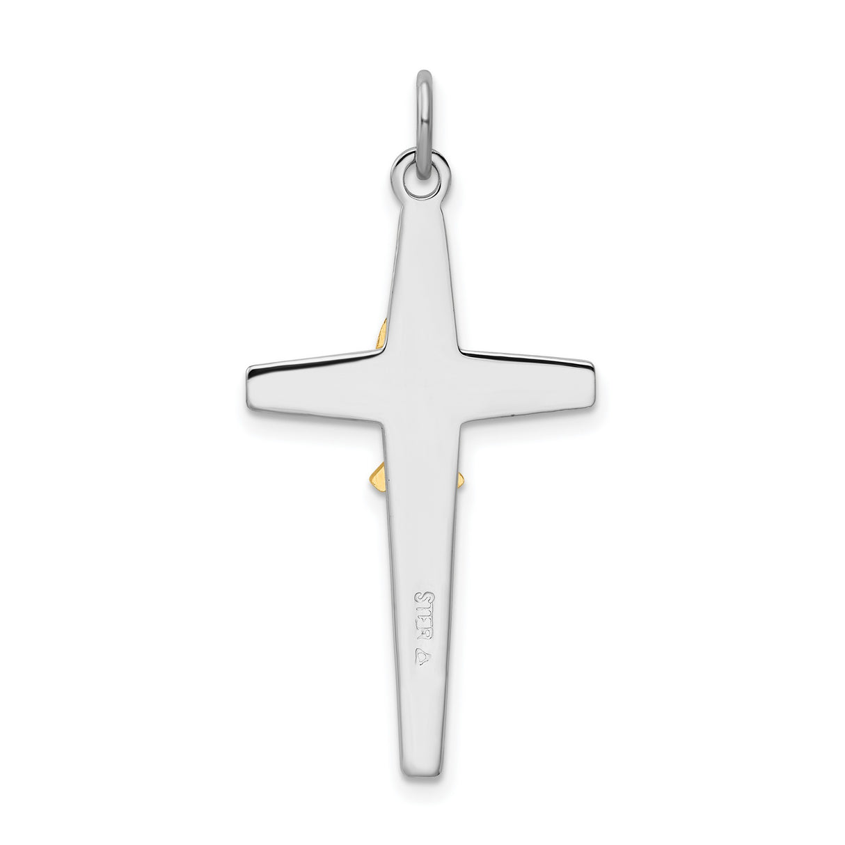 Sterling Silver Ichthys Cross Pendant, Polished Two-Tone Religious Design for Men and Women