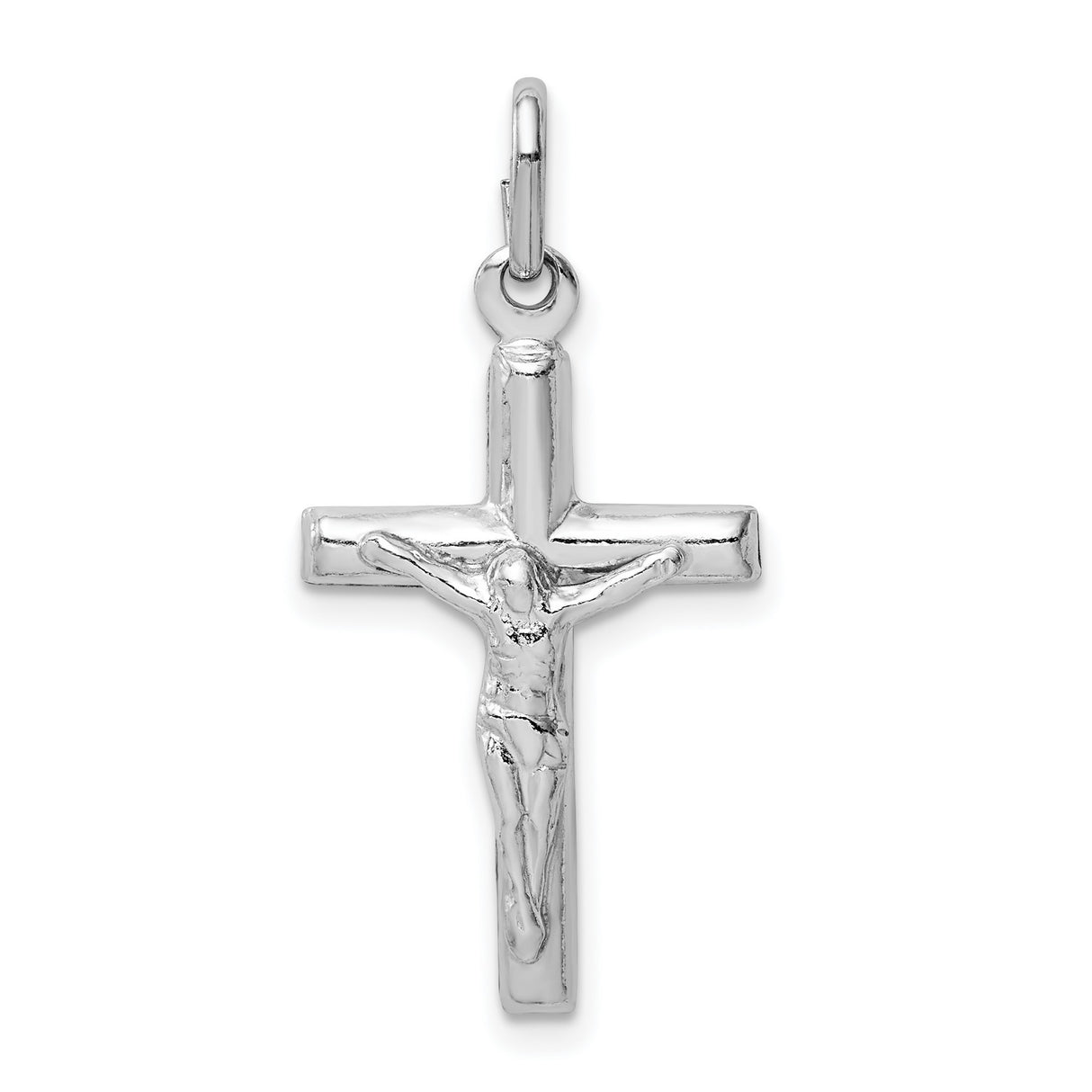 Sterling Silver Crucifix Cross Pendant with Sculpted Jesus Religious Charm for Men and Women