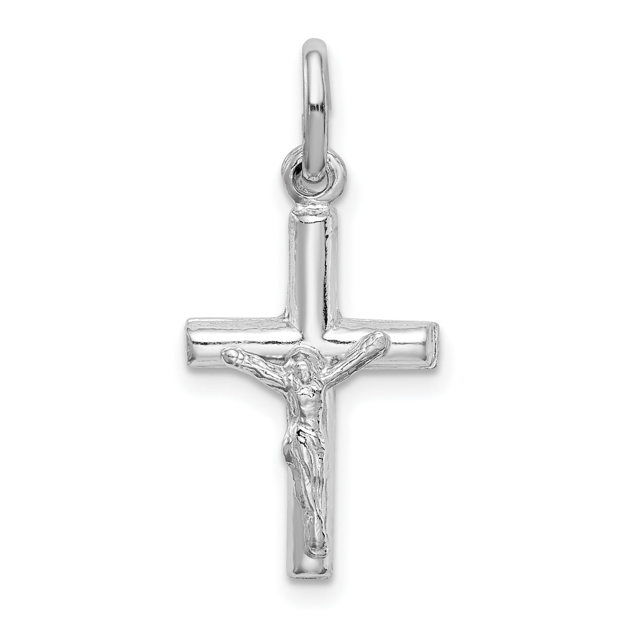 Sterling Silver Crucifix Cross Pendant with Raised Christ Figure, Christian Religious Design