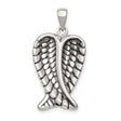 Sterling Silver Angel Wings Pendant with Textured Feather Design, Christian Faith Jewelry