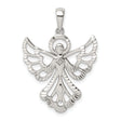 Sterling Silver Angel Pendant with Openwork Wings and Diamond Accent for Women