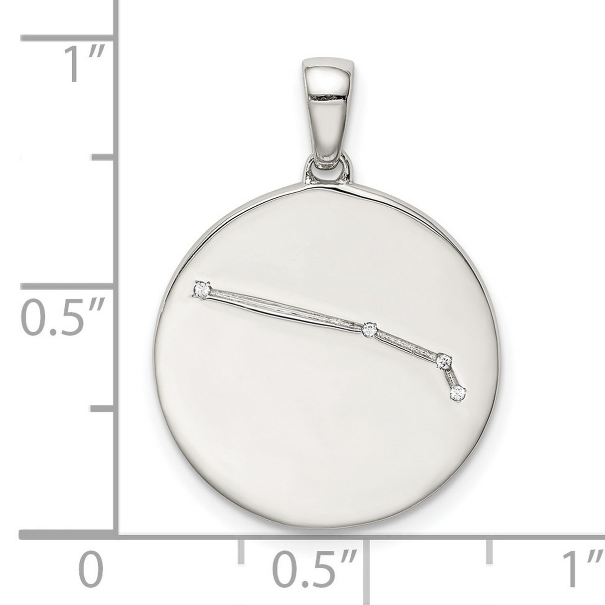 Sterling Silver Round Pendant with Cubic Zirconia, Big Dipper Constellation Design for Women