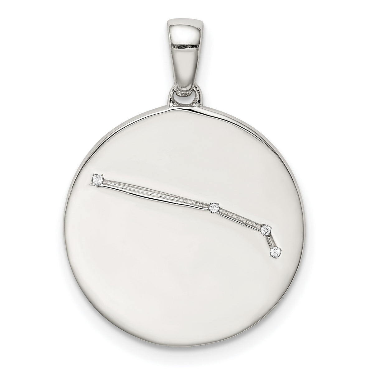 Sterling Silver Round Pendant with Cubic Zirconia, Big Dipper Constellation Design for Women