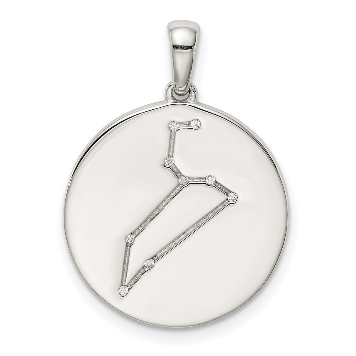 Sterling Silver Capricorn Constellation Pendant with Cubic Zirconia, Zodiac and Horoscope Charm