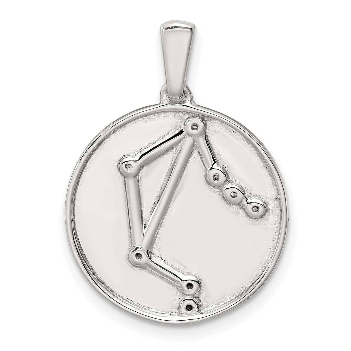 Sterling Silver Aries Constellation Pendant with Cubic Zirconia, Zodiac Astrology Medallion