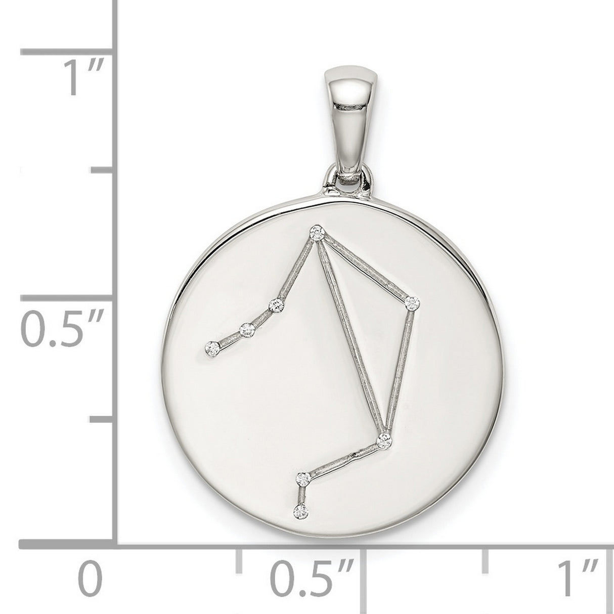 Sterling Silver Aries Constellation Pendant with Cubic Zirconia, Zodiac Astrology Medallion