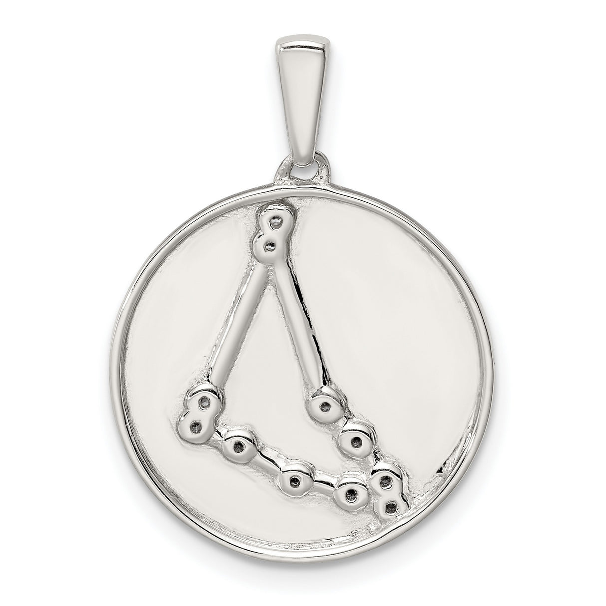 Sterling Silver Aries Constellation Pendant with Cubic Zirconia, Zodiac Astrology Jewelry