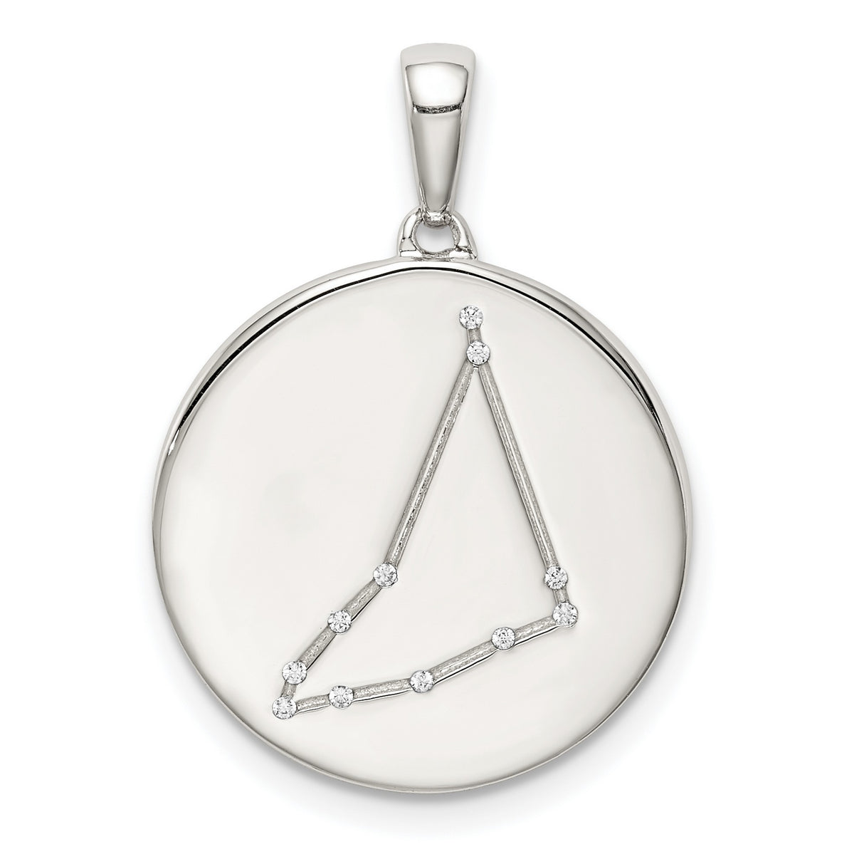 Sterling Silver Aries Constellation Pendant with Cubic Zirconia, Zodiac Astrology Jewelry