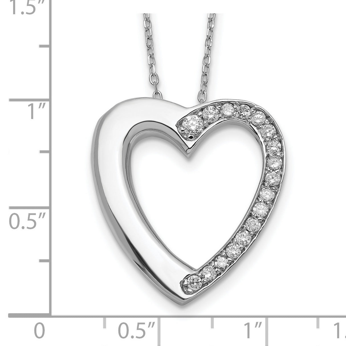 CZ Heart Ash Holder 18 inch Necklace Charm Pendant in Real 925 Sterling Silver