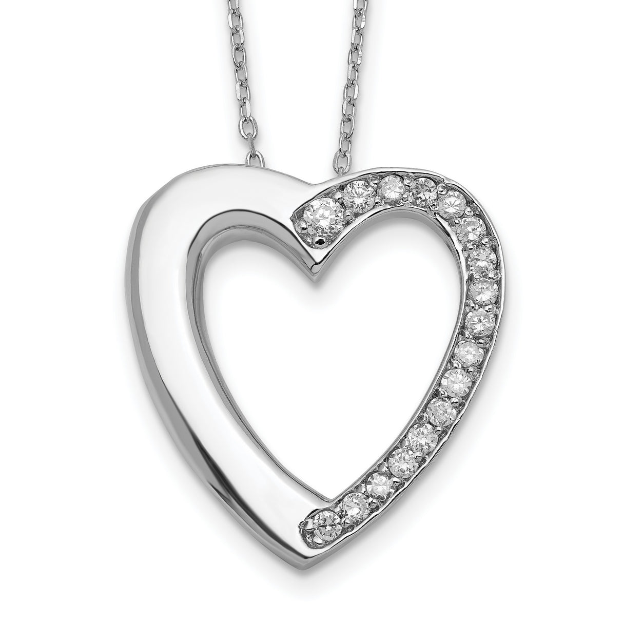 CZ Heart Ash Holder 18 inch Necklace Charm Pendant in Real 925 Sterling Silver