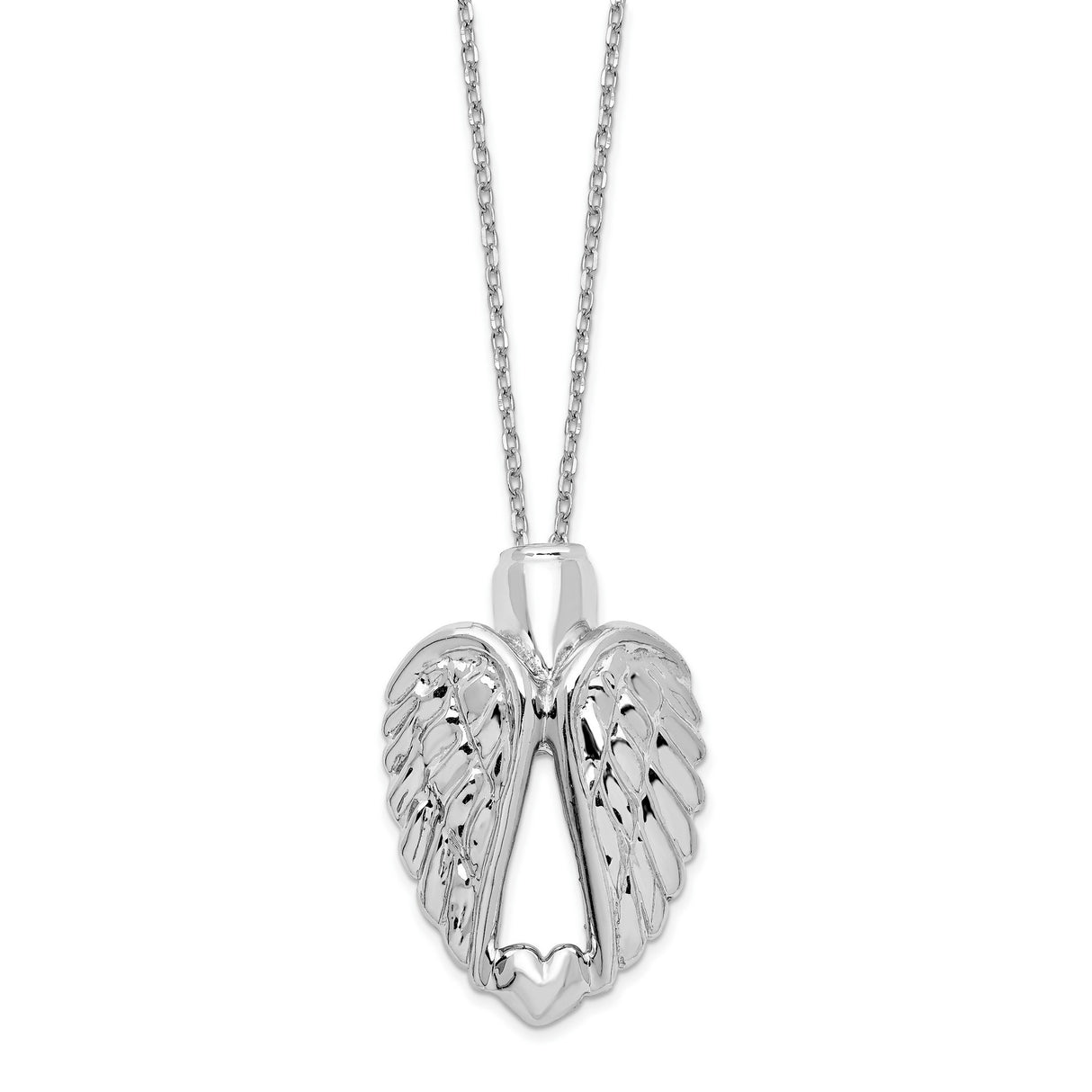 Wings Ash Holder 18 inch Necklace Charm Pendant in Real 925 Sterling Silver