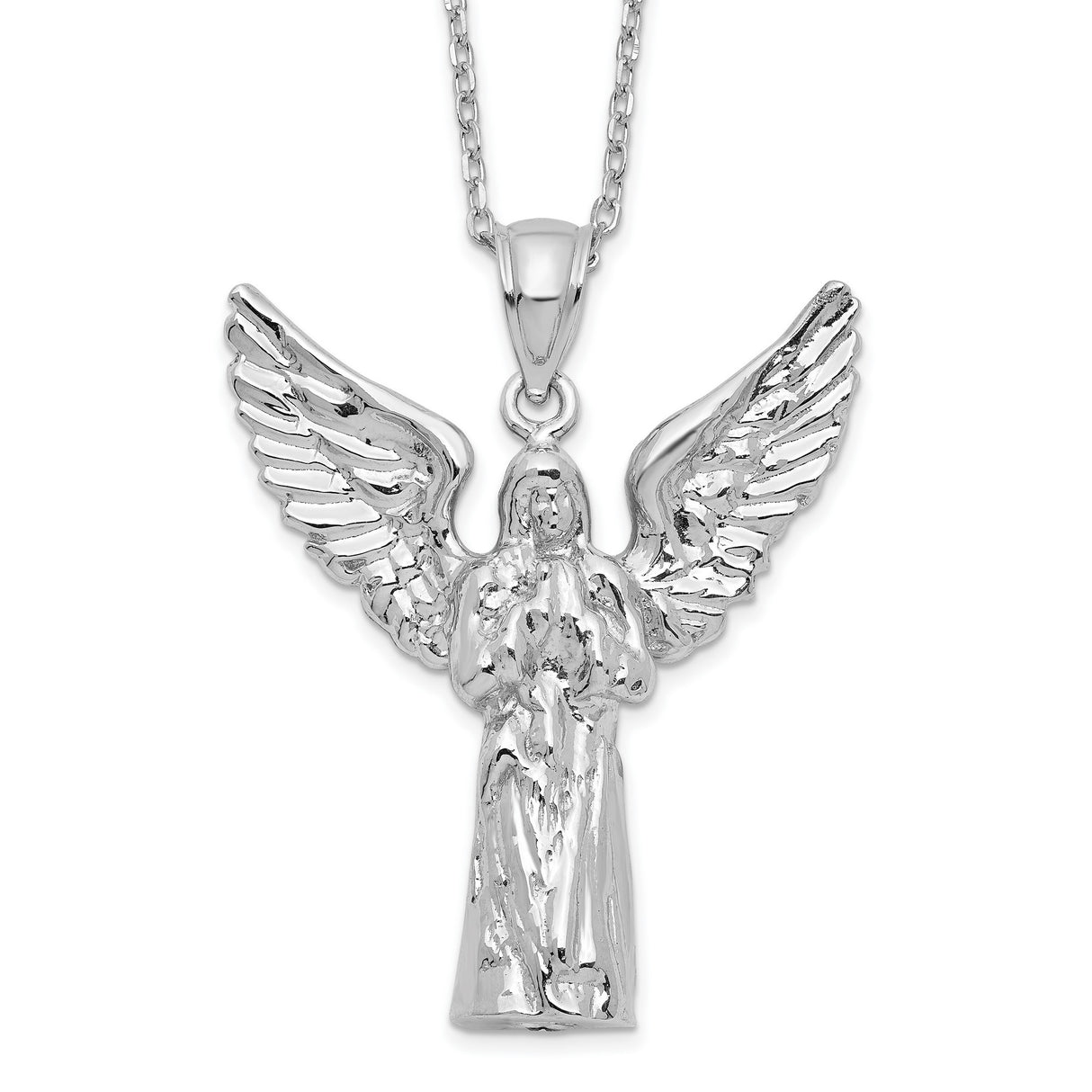 Angel Ash Holder 18 inch Necklace Charm Pendant in Real 925 Sterling Silver