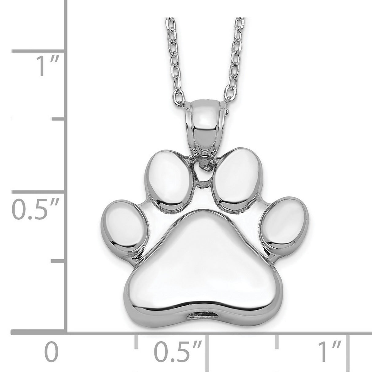 Paw Print Ash Holder 18 inch Necklace Charm Pendant in Real 925 Sterling Silver