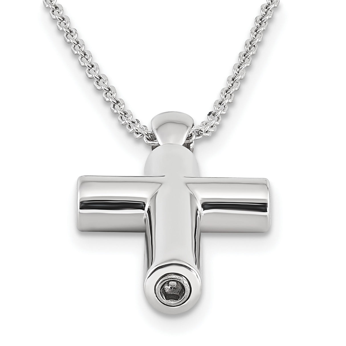 Cross Ash Holder 18 inch Necklace Charm Pendant in Real 925 Sterling Silver