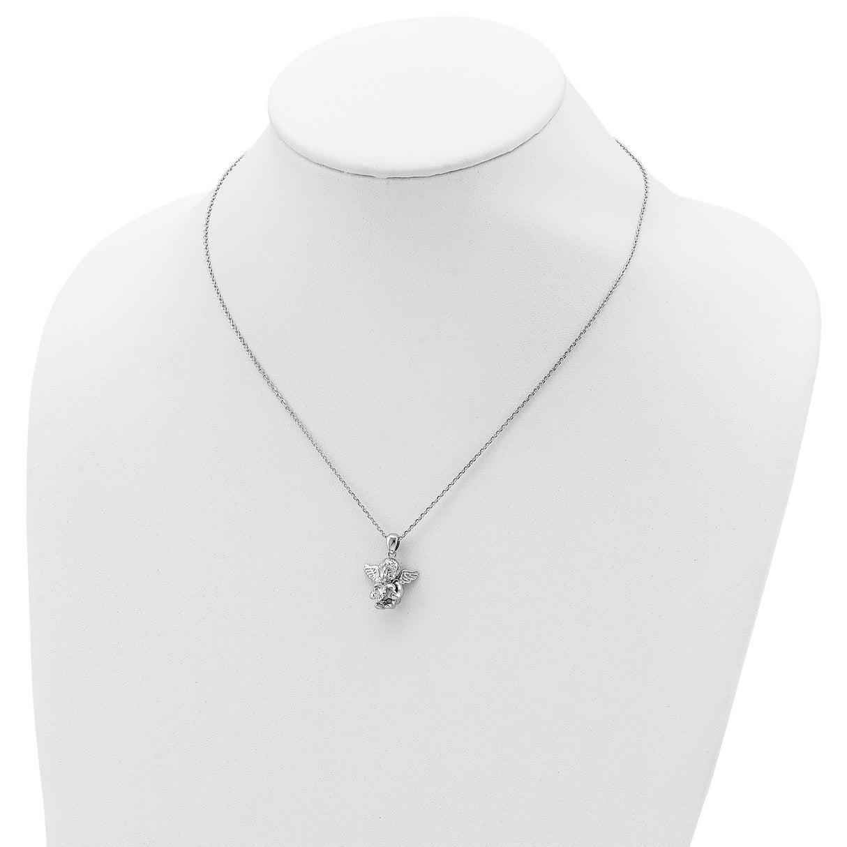 CZ April Birthstone Angel Ash Holder 18 inch Necklace Charm Pendant in Real 925 Sterling Silver