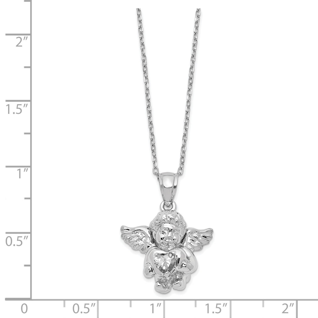 CZ April Birthstone Angel Ash Holder 18 inch Necklace Charm Pendant in Real 925 Sterling Silver