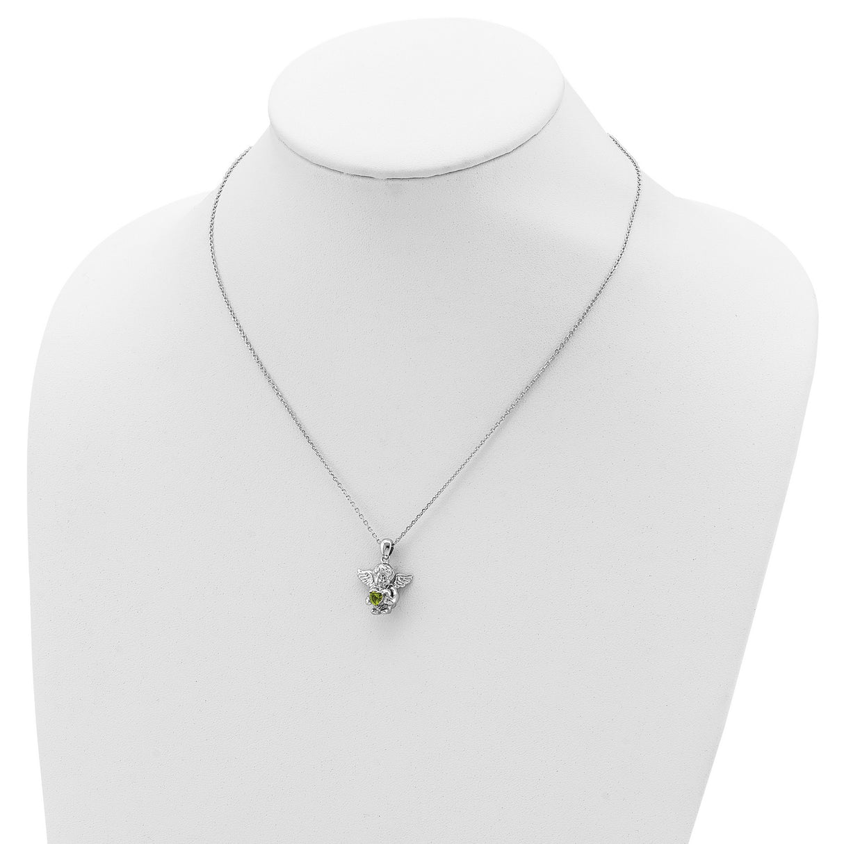 CZ Aug Birthstone Angel Ash Holder 18 inch Necklace Charm Pendant in Real 925 Sterling Silver