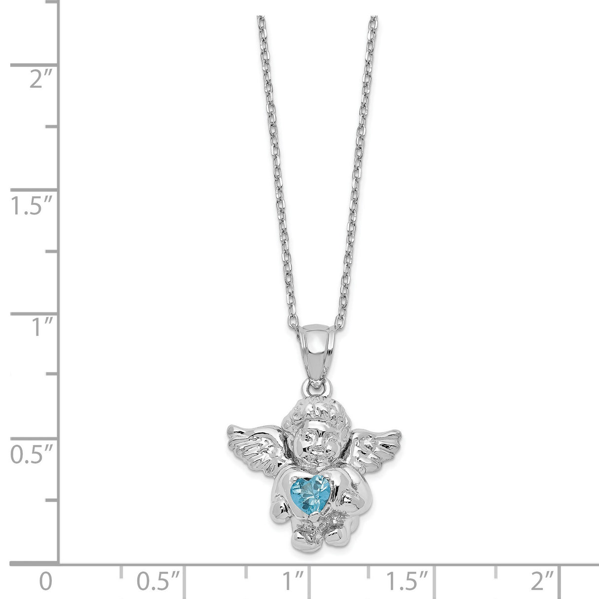 CZ Dec Birthstone Angel Ash Holder 18 inch Necklace Charm Pendant in Real 925 Sterling Silver
