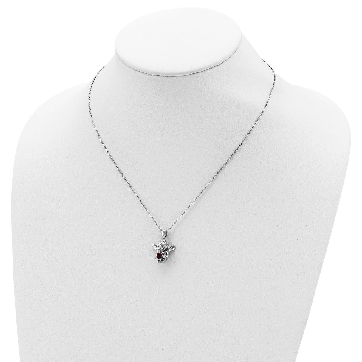 CZ Jan Birthstone Angel Ash Holder 18 inch Necklace Charm Pendant in Real 925 Sterling Silver