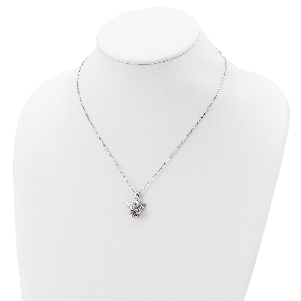 CZ July Birthstone Angel Ash Holder 18 inch Necklace Charm Pendant in Real 925 Sterling Silver