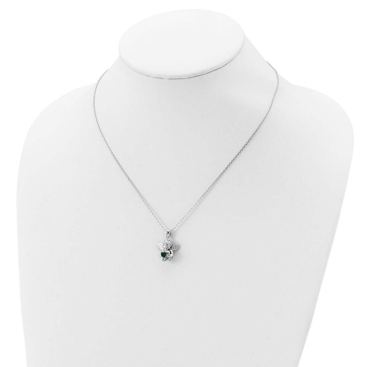 CZ May Birthstone Angel Ash Holder 18 inch Necklace Charm Pendant in Real 925 Sterling Silver